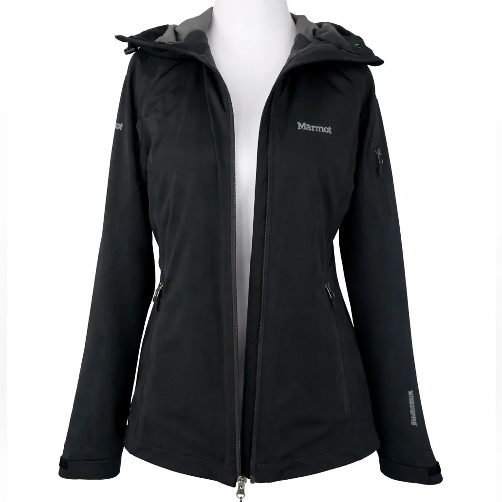 Marmot Windstopper Jacket Womens Small Black Hooded Softshell - Picture 6 of 8